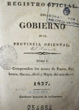 Registro oficial del Gobierno de la Provincia Oriental