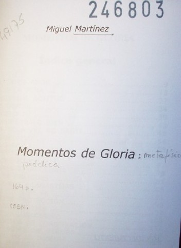 Momentos de gloria : metafísica práctica