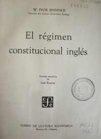 El régimen constitucional inglés