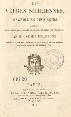 Les v&ecirc;pres siciliennes : trag&eacute;die en cinq actes