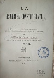 La Asamblea Constituyente : tésis presentada a la Facultad de Derecho y Ciencias Sociales de la Universidad Mayor de la República para optar al grado de Doctor en Jurisprudencia