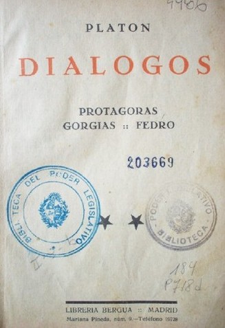 Diálogos : Protágoras, Gorgia : Fedro