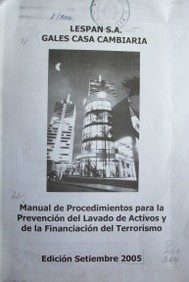 Manual de procedimientos para la prevención del lavado de activos y de la financiación del terrorismo
