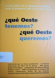 A tres años de la Audiencia Pública ante el proyecto del Cerro Free Port : ¿qué oeste tenemos? ¿qué oeste queremos?