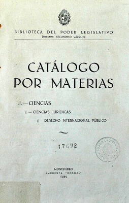 Catálogo por materias : Ciencias : Ciencias Jurídicas : Derecho Internacional Público