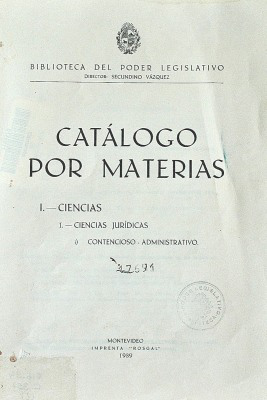 Catálogo por materias : Ciencias : Ciencias Jurídicas : Contencioso Administrativo