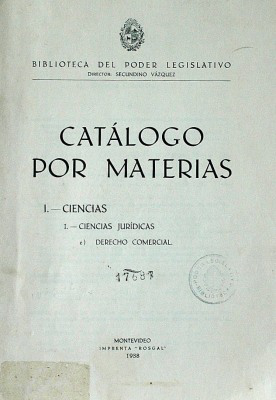 Catálogo por materias : Ciencias : Ciencias Jurídicas : Derecho Comercial