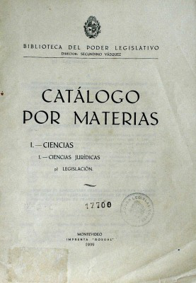 Catálogo por materias : Ciencias : Ciencias Jurídicas : Legislación