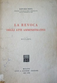 La revoca degli atti amministrativi