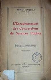 L'enregistrement des concessions de services publics