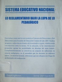 Sistema Educativo Nacional : lo reglamentario bajo la lupa de lo pedagógico