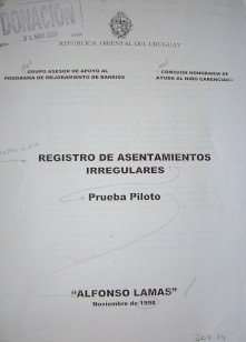 Registro de asentamientos irregulares : prueba piloto : "Alfonso Lamas"