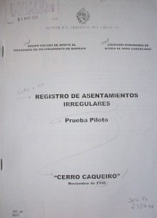 Registro de asentamientos irregulares : prueba piloto : "Cerro Caqueiro"
