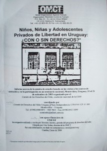 Niños, niñas y adolescentes privados de libertad en Uruguay : ¿con o sin derechos?