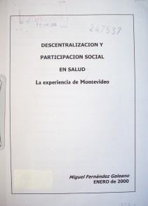 Descentralización y participación social en salud : la experiencia de Montevideo