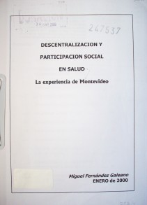 Descentralización y participación social en salud : la experiencia de Montevideo