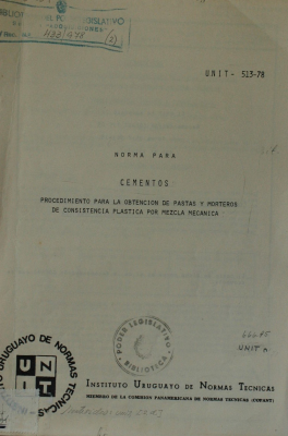 Norma para cementos : procedimiento para la obtención de pastas y morteros de consistencia plástica por mezcla mecanica