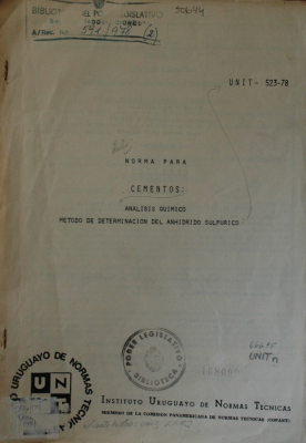 Norma para cementos : análisis químico : método de determinación del anhidrido sulfurico
