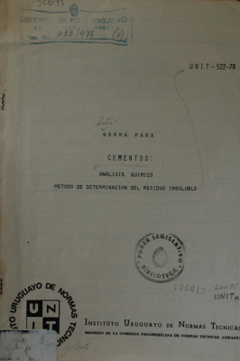 Norma para cementos : análisis químico : método de determinación del residuo insoluble