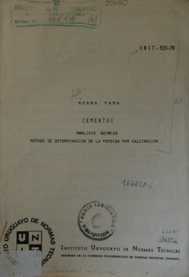 Norma para cementos : análisis químico : método de determinación de la pérdida por calcinación