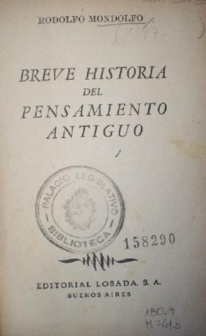 Breve historia del pensamiento antiguo