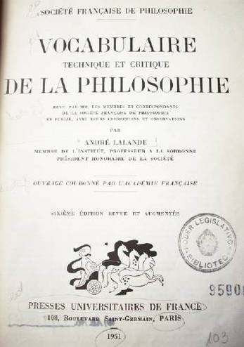 Vocabulaire technique et critique de la philosophie