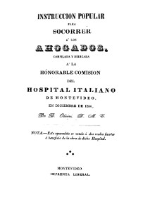 Instrucción popular para socorrer a los ahogados : compilada y dedicada a la honorable Comisión del Hospital Italiano de Montevideo en diciembre de 1854