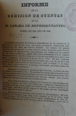 Informe de la Comisión de Cuentas de la H. Cámara de Representantes : sobre las del año de 1834