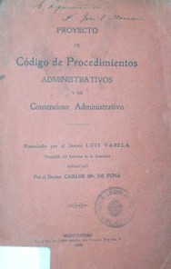Proyecto de Código de procedimientos administrativos y de contencioso administrativo
