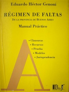 Régimen de faltas de la provincia de Buenos Aires : manual práctico