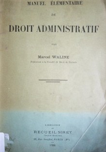 Manuel élémentaire de droit administratif