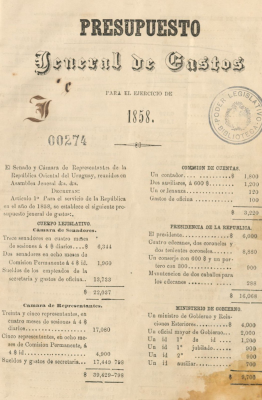 Presupuesto Jeneral de Gastos para el ejercicio de 1858