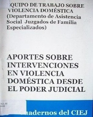 Aportes sobre intervenciones en violencia doméstica desde el poder judicial