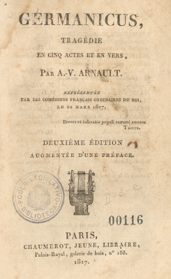 Germanicus , tragédie en cinq actes et en vers