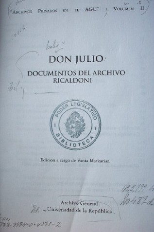 Don Julio : documentos del archivo Ricaldoni