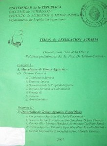 Temas de legislación agraria