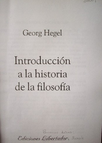 Introducción a la historia de la filosofía