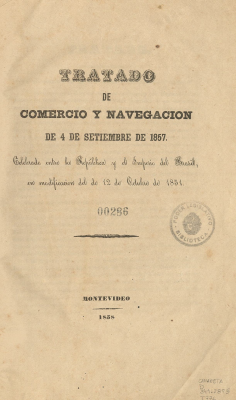 Tratado de comercio y navegación de 4 de setiembre de 1857, celebrado entre la República y el Imperio del Brasil, en modificación del de 12 de octubre de 1851