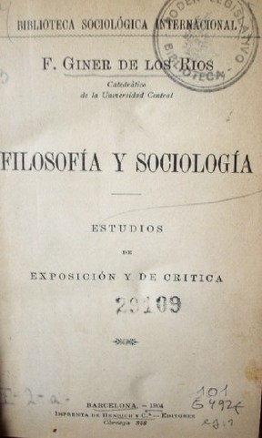 Filosofía y sociología : estudios de exposición y de crítica