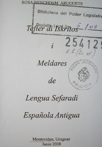 Tefter di Iskritos i Meldares de Lengua Sefaradi Española Antigüa