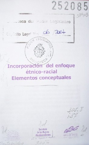 Incorporación del enfoque étnico-racial : elementos conceptuales