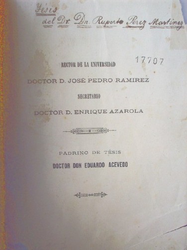 [Tesis del Dr. Dn. Ruperto Pérez Martínez]