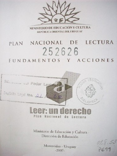 Plan nacional de lectura : fundamentos y acciones