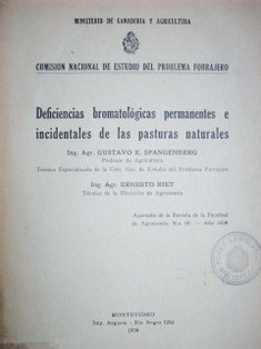 Deficiencias bromatológicas permanentes e incidentales de las pasturas naturales