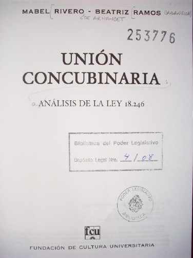 Unión concubinaria : análisis de la ley 18.246