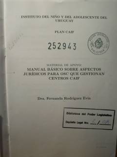 Material de apoyo : manual básico sobre aspectos jurídicos para OSC que gestionan Centros CAIF