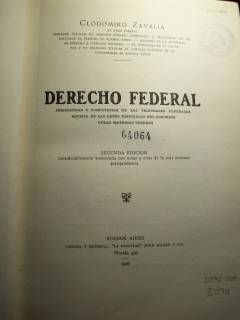 Derecho Federal : Jurisdicción y competencia de los tribunales federales.