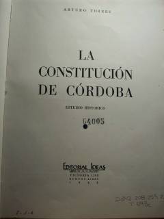 La Constitución de Córdoba : estudio histórico
