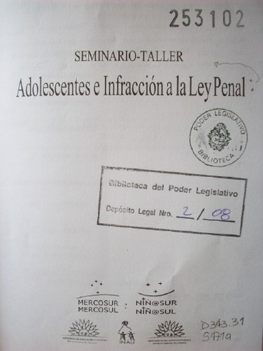 Adolescentes e infracción a la ley penal : seminario-taller