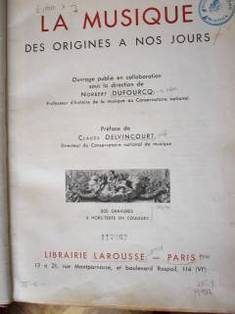 La Musique des origenes a nos jours